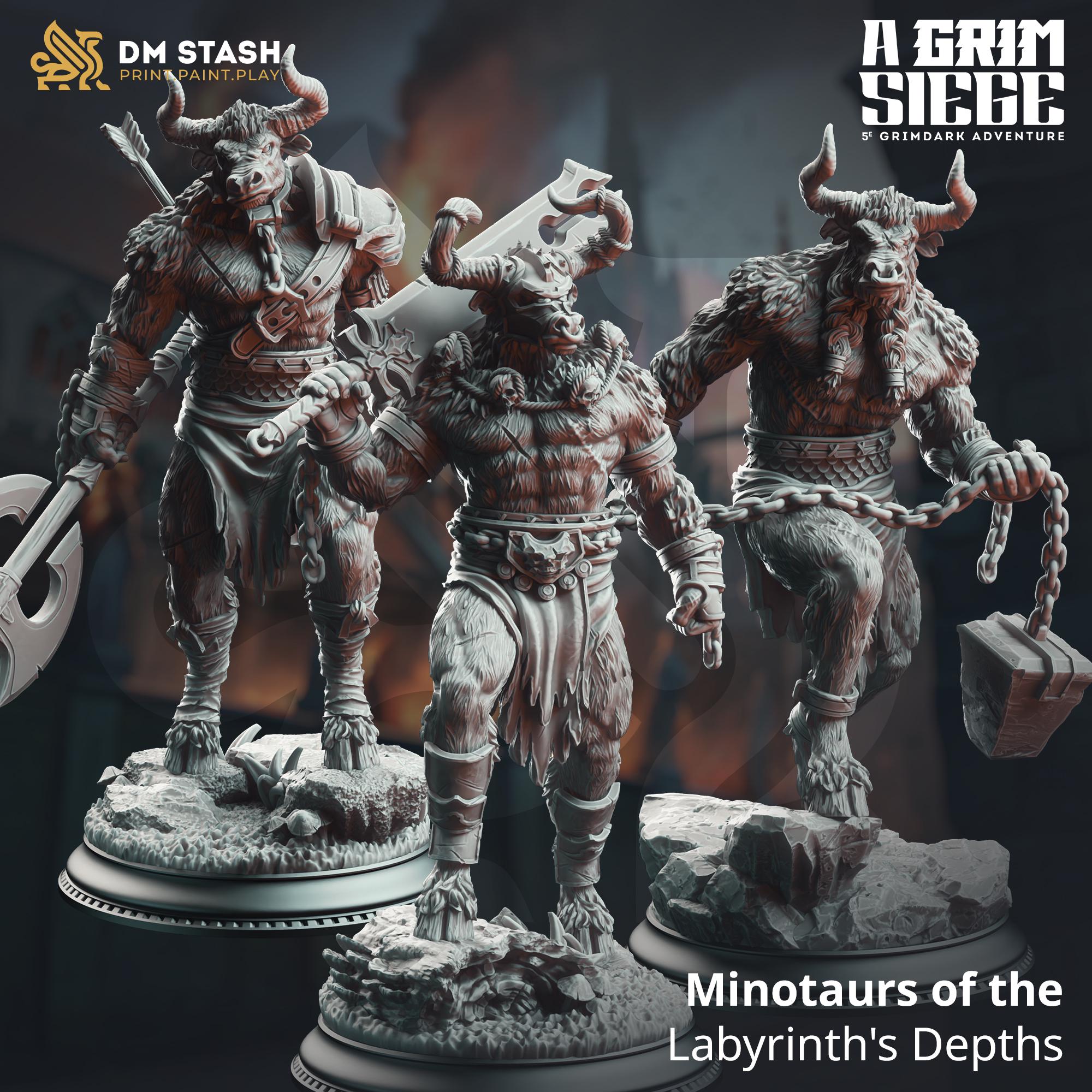 Minotaurs of the Labyrinth's Depths - A Grim Siege - Dmstash 3D