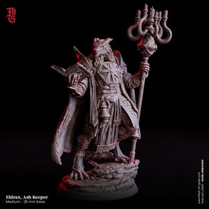 Eldrax, Ash Keeper - Rage Unbound - 3D-utskriven miniatyr av gudarnas kött - skala 32 mm