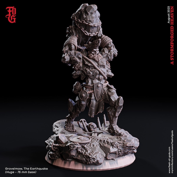 Gravelmaw, The Earthquake (Stone Giant) - A Stormforged Heaven - Flesh of Gods 3D Printed Miniature - 32mm Scale