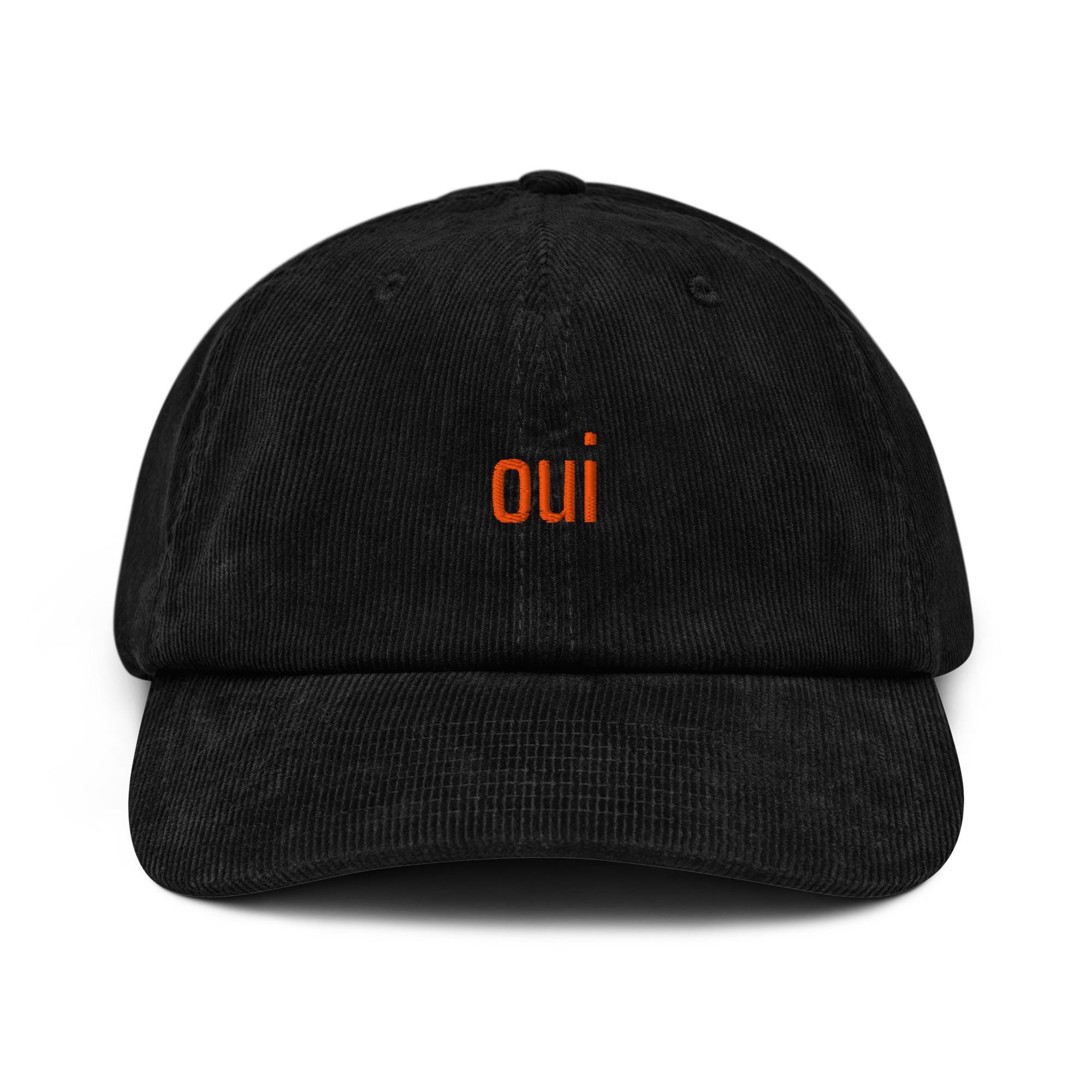 Black Claire V \'Oui\' Embroidered Corduroy Baseball Cap Clare V. | Corduroy Oui Baseball Hat main image 2