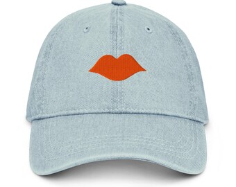Gorra de labios naranjas: gorra vintage de algodón lavado