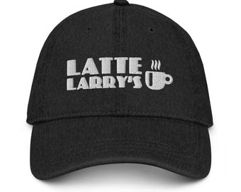 Gorra vaquera bordada de Latte Larry - Frena tu entusiasmo Coffee Shop