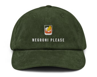 Negroni Please negroni lover Cocktail Embroidered Corduroy Cap