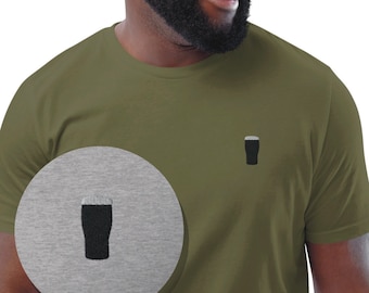 Minimalist Stout Pint Men's Organic Cotton T-Shirt - Classic Beer Lover's Tee