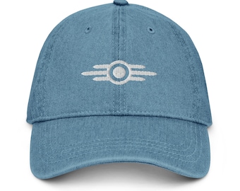 Casquette en jean Vault-Tec Industries - Casquette en coton ajustable inspirée de la série Fallout Game