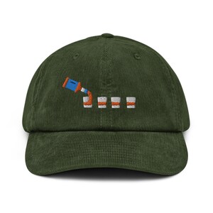 Whisky Pour Scene Embroidered Corduroy Hat