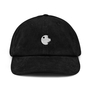 Star Wars Death Star Graphic in Black Embroidered Corduroy Hat