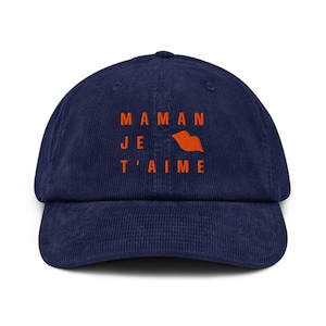 Maman Je T’Aime haftowana czapka z kordu – inspirowana kurczeniem się