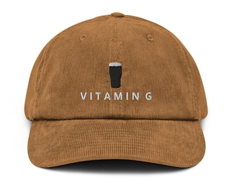 Corduroy Hat with 'Vitamin G' Guinness Pint Design - Ireland Hat