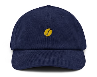 Golden Coffee Bean Embroidered Corduroy Hat