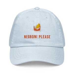 Negroni Please Embroidered Pastel Baseball Cap - Fun Cocktail Lover&#39;s Hat
