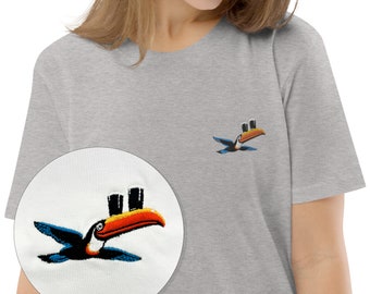 Women's Organic Cotton Embroidered Stout Toucan T-Shirt