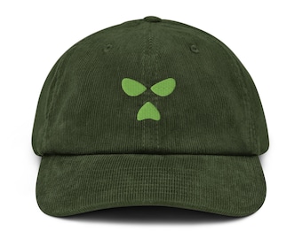 Ierse Rebel Cap | Minimalistische bivakmuts | Lichtgroene borduursels | Corduroy Cap