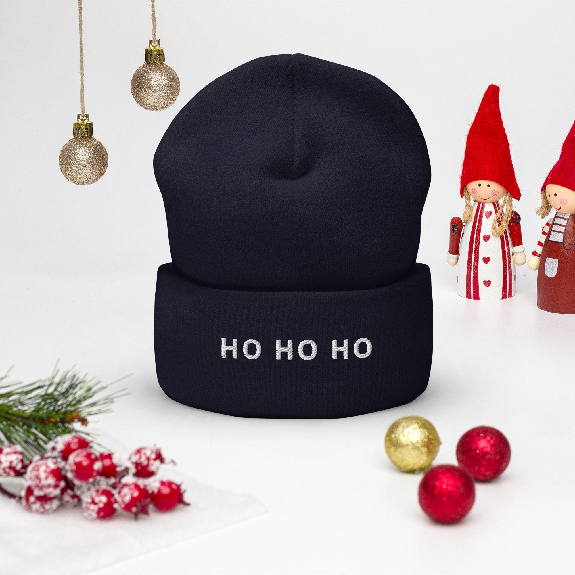 Ho Ho Ho Festive Knit Beanie and Gloves Set Ho Ho Ho Knit Pom Hat – SpearmintLOVE main image 4