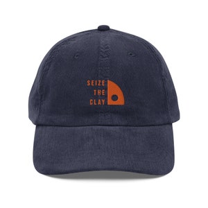 Seize the Clay Vintage Embroidered Corduroy Cap Pottery Lover USA