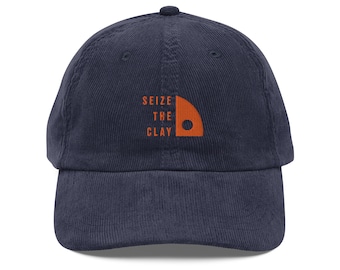 Seize the Clay Vintage Embroidered Corduroy Cap Pottery Lover USA SHIPPING
