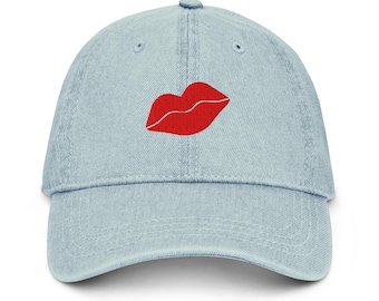 Gorra Red Lips - Gorra vintage de algodón lavado