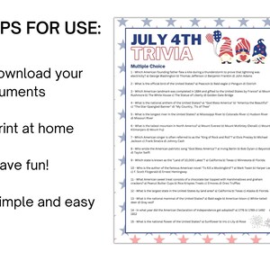 Printable 4th of July Trivia Game Independence Day Party Activity ...