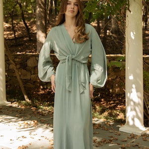 Vestido manga balão espuma do mar anos 1930