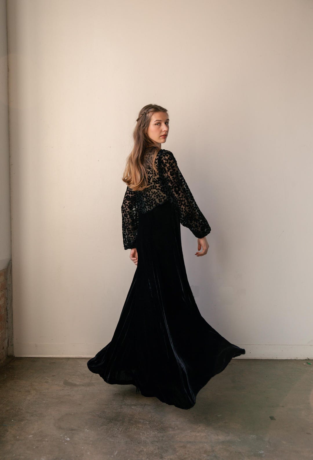 Rare Black Burnout Velvet 1930s Dress - Etsy