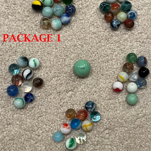 Pick (2) Packages of 50 Target Marbles with 1 Shooter Marble Each for 20 Dollars Vintage Antique