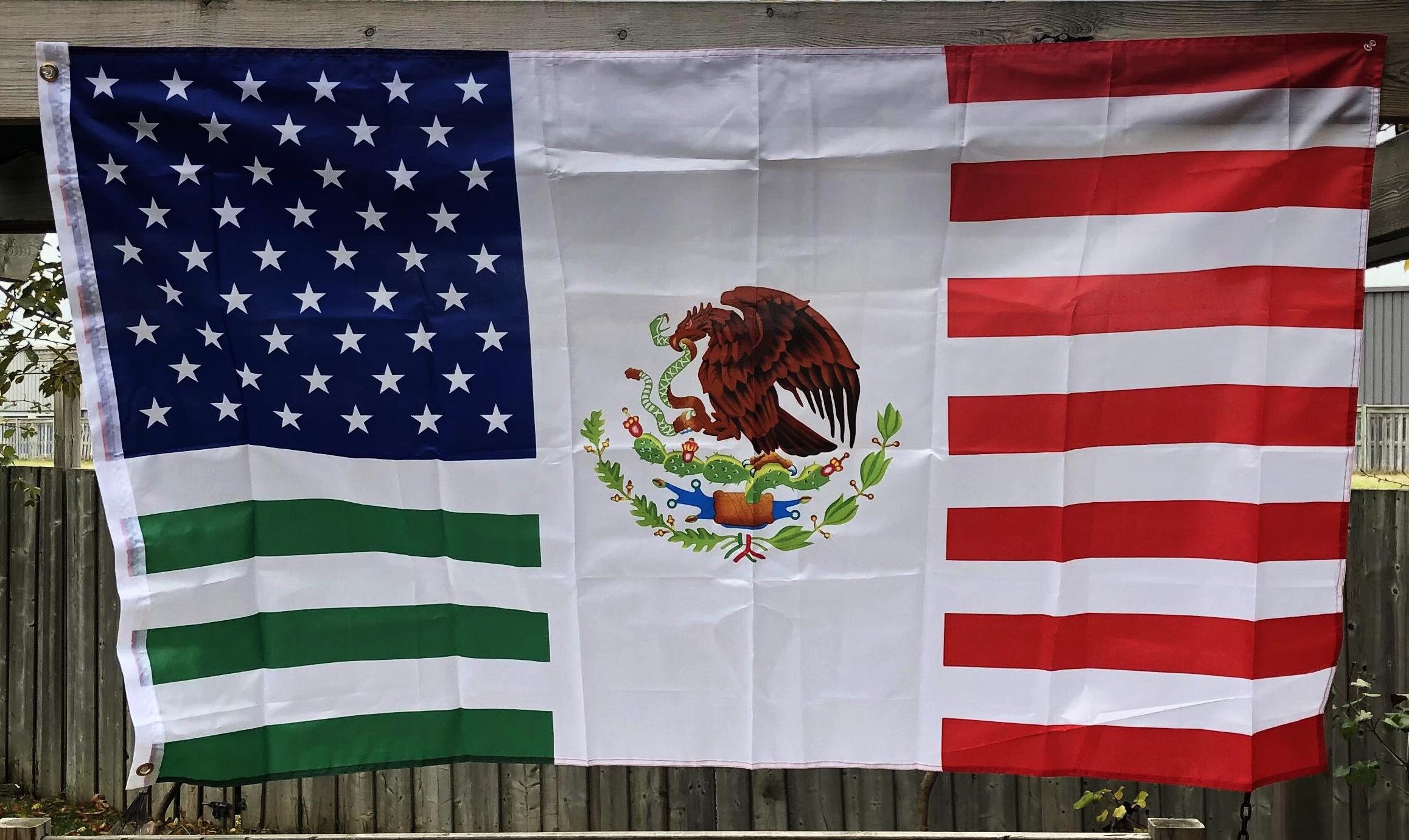 USA-Mexiko Freundschaftsflagge 90x150 Cm – Polyester, Mit Ösen & Verstärkten Nähten, UV-beständig