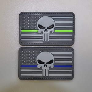 Blaue oder grüne Linie Punishe USA Vereinigte Staaten amerikanische Flagge PVC Patch taktische Farbe Moral Armeeuniform Tasche Ifak Rand Gummi grau
