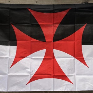 Knights Templar Maltese Cross Church black white Polyester flag 150 x 90cm 5x3 feet ft