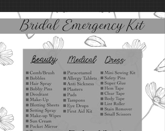 Wedding Emergency Kit Checklist minimalist Printable - Etsy