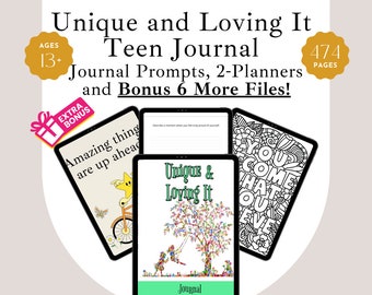 Gratitude Journal for Teens: Writing Prompts, Coloring Pages, Planner (Canva Editable)