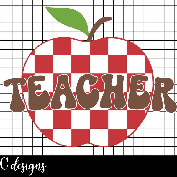 Teacher Apple Checkered | Digital Download | .PNG .SVG | Circuit Ready | Sublimation Ready