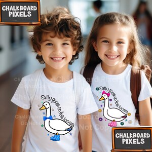Silly Goose on the Loose Pink and Blue PNG files instant download stars and flowers 300dpi