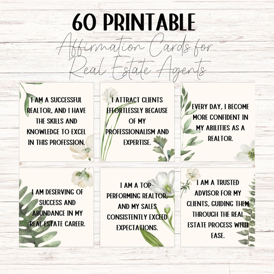 60 Affirmations for Real Estate Agents Affirmation Cards Digital