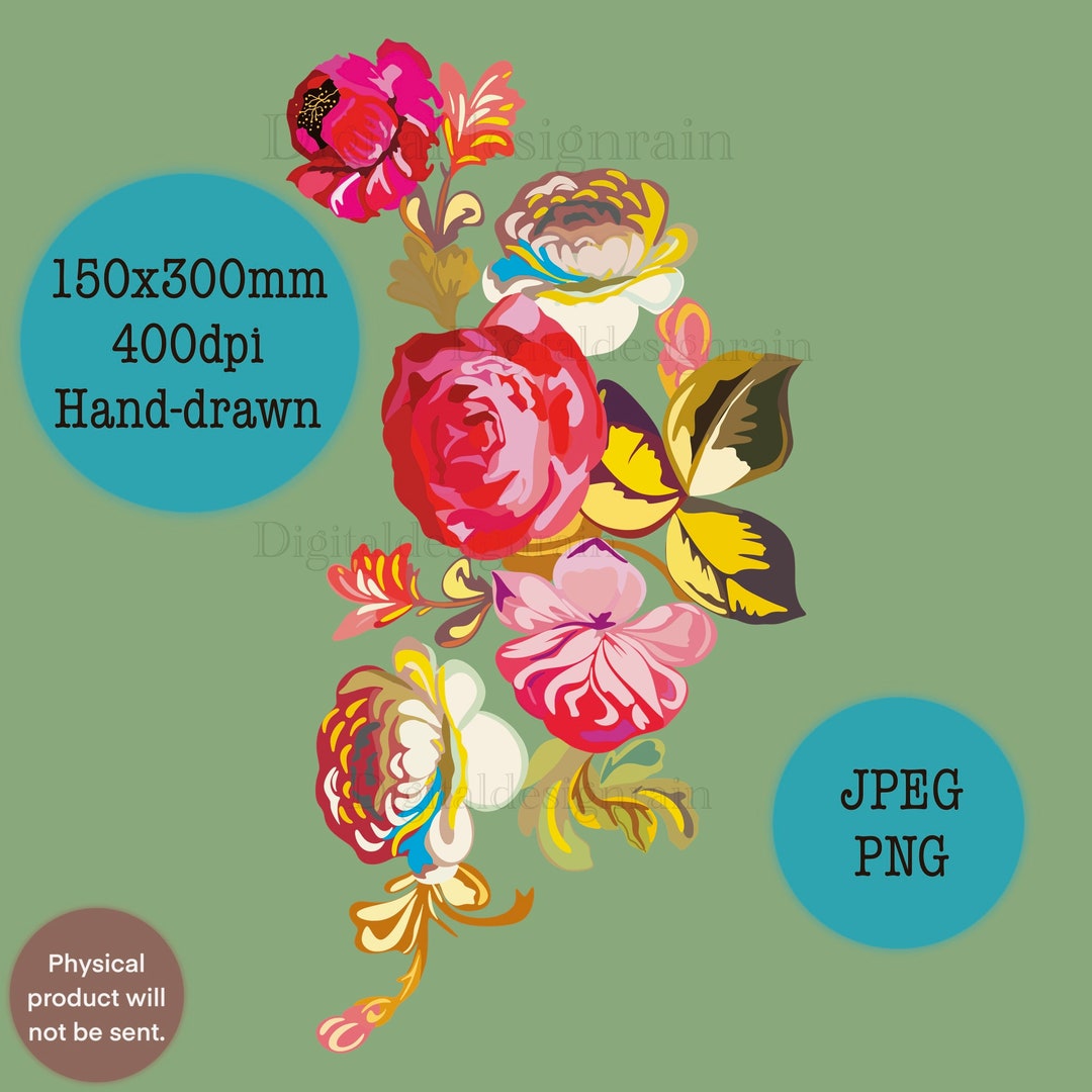 Digital Rose Drawing Hand Drawn Digital Paper Rose a Etsy