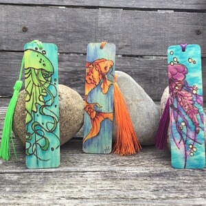 Handmade Water Creatures Wood Bookmark