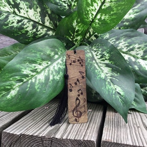 Handmade Music Notes Wood Bookmark