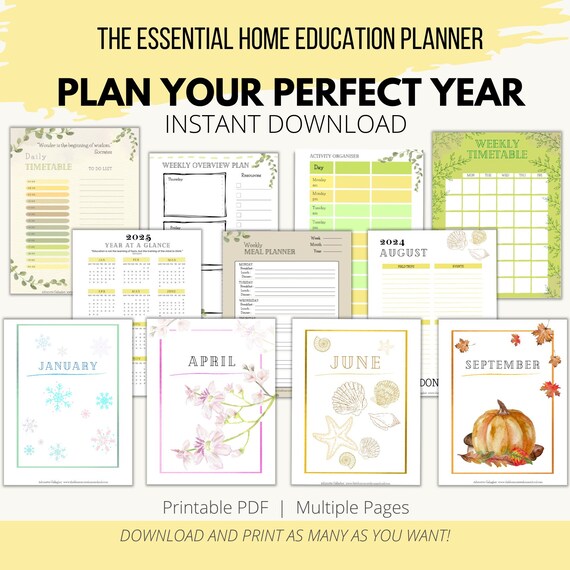 HOME EDUCATION PLANNER Homeschool planner - 2024 2025 - printable - pdf instant download - academic lesson planner - homeschool resources -