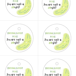 Printable Emotional Support Pickle Gift Tags, Pickle Gift Tags, Pickle ...