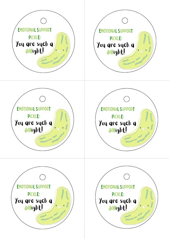 PRINTABLE Emotional Support Pickle Tags, Digital PDF, Market Tags, Display  Tags for Handmade Crochet Pickles, Gift Tags, Product Hang Tags 