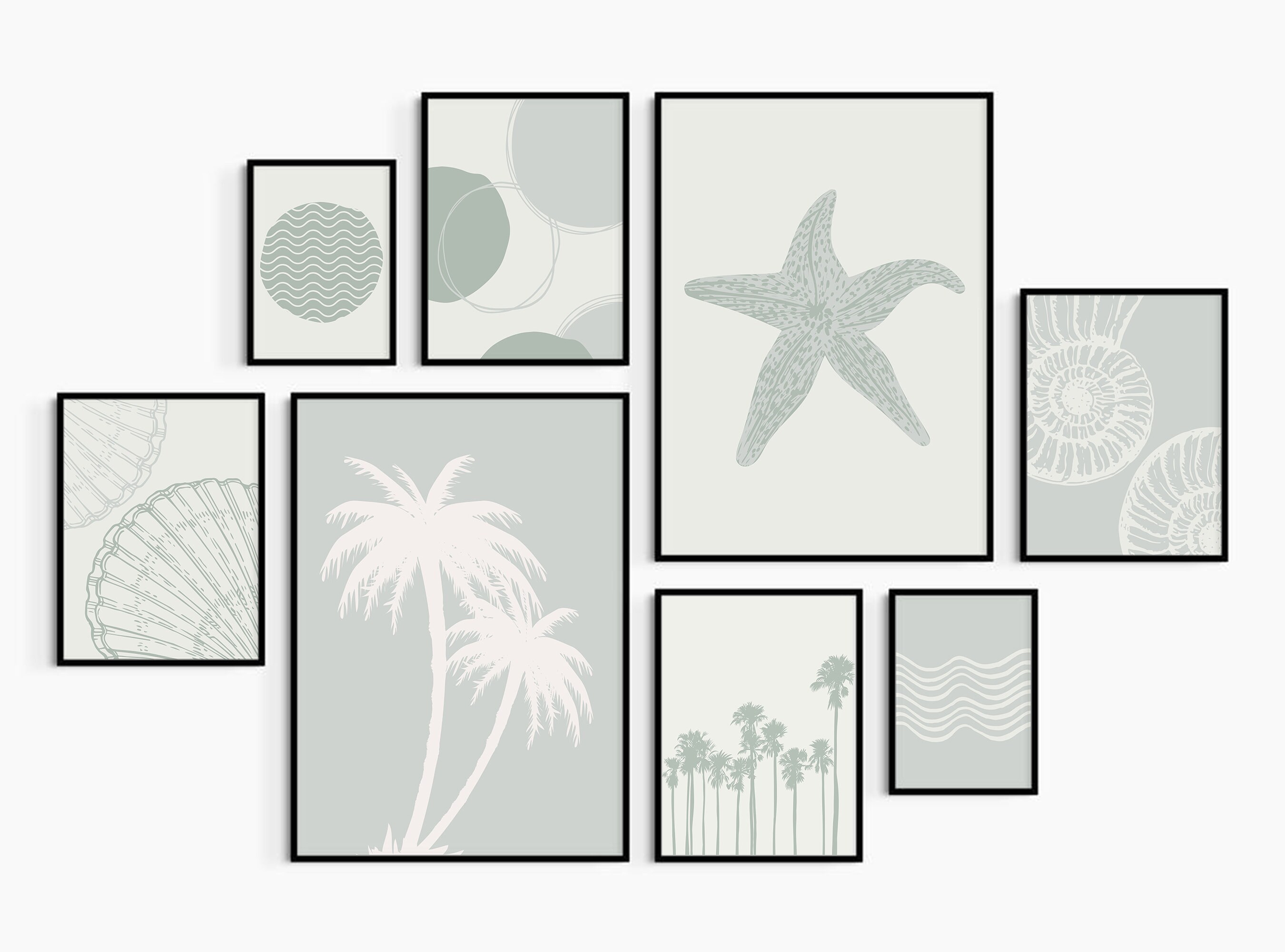 Coastal Wall Art Beach Gallery Wall Set of 8 Prints Boho Etsy