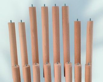 Piedini per mobili, gambe per tavolo, 4 pezzi, gambe in legno, gambe per mobili, tondo cilindrico, piedini in legno di FAGGIO, piedini dritti in legno, piedini dritti per mobili in legno di faggio grezzo