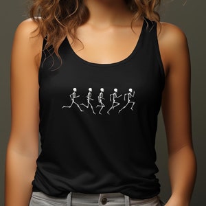 Skeleton Running Halloween Racerback Tank Top: Women&#39;s Fitness Costume