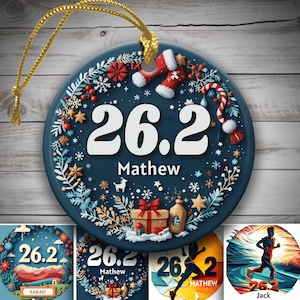 Personalized Marathon Ornaments for Runners, 26.2 Marathon Keepsake, Custom Running Gift, Christmas Tree Decoration for Athletes