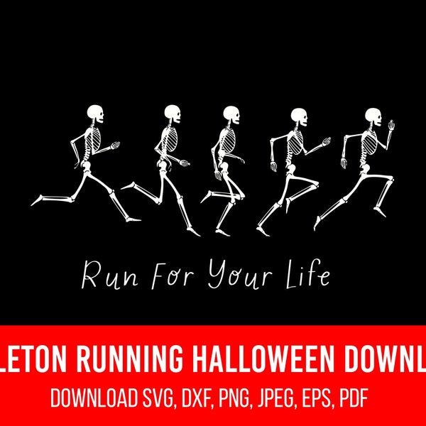 Skeleton Running SVG Digital for fun run, Instant Download Race PNG, SVG