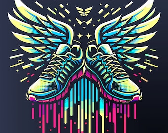 Sneaker Wings SVG: Electric Running Track, Colorful Design (Digital Download)
