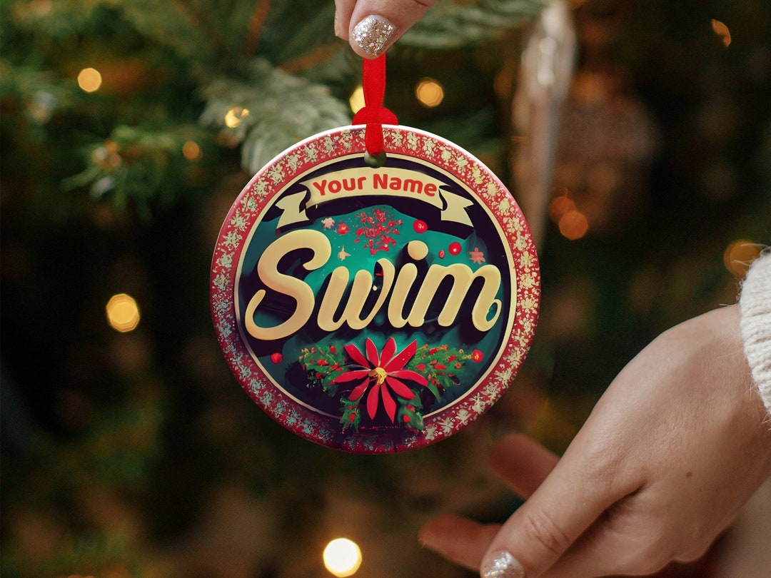 Personalized Swim Christmas Ornament for Swimmers, Pool Gift, Swimmer