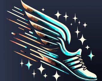 Retro Sneaker Flight Digital Art: Track & Field PNG, SVG (Digital Download)