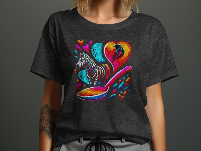 Chronic Illness Shirt, Colorful Spoonie Zebra Chalk Art Valentines Day