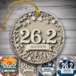 Marathon 26.2 Mile Finish Line Ornament, Running Achievement Keepsake, Commemorative Race Medal, Personalized Marathon Gift