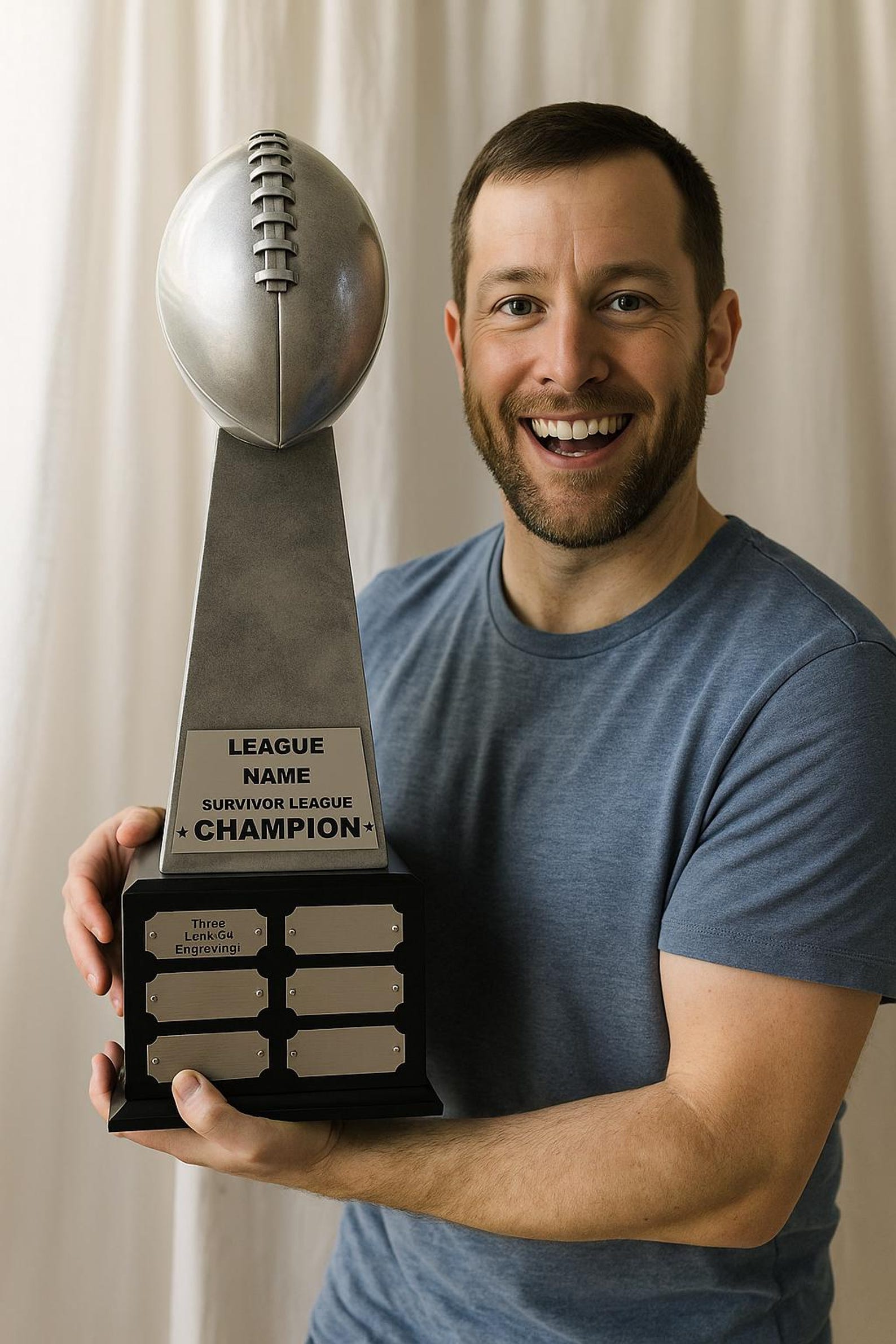 20” Fantasy Football Trophy W/ Base Room for up to 24 Years! Simple